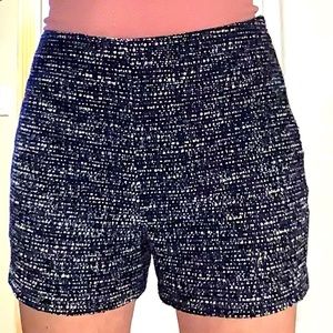 Express High-Waisted Tweed Shorts in Navy